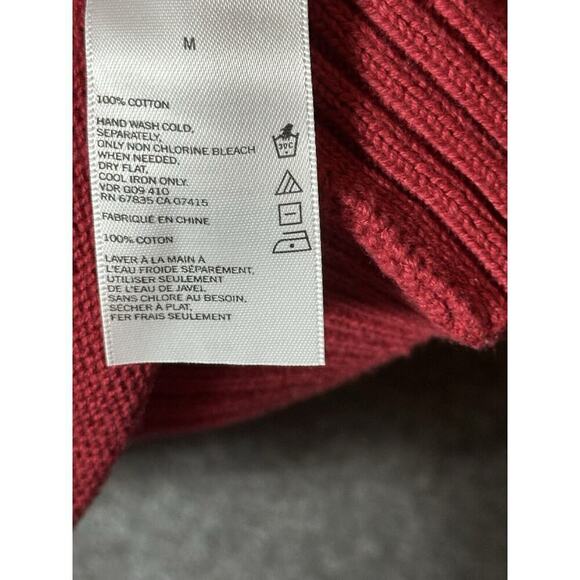 Nautica Sweater Mens Medium Red Chunky Cotton Christmas Snowflakes Vintage 90s M - Picture 7 of 8